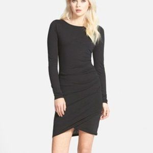 Leith Ruched Long Sleeve Black Dress